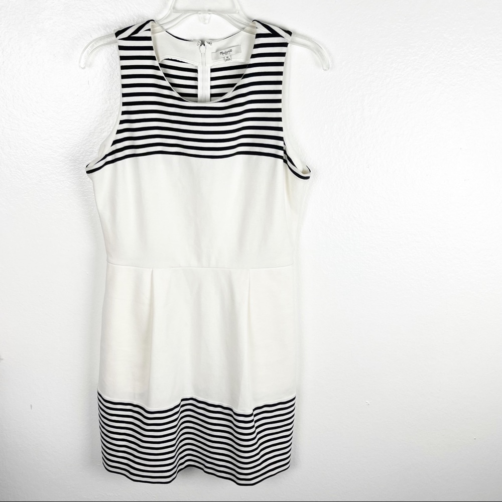 MADEWELL Verse White Black Striped Sleeveless Side Pocket Dress Medium Preppy